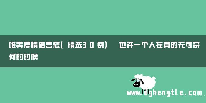 唯美爱情格言短（精选30条） 也许一个人在真的无可奈何的时候